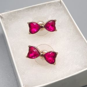 Betsey Johnson heart bow stud earrings